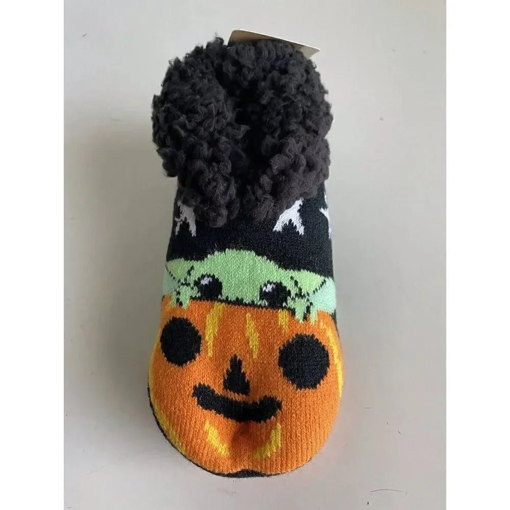 Baby Yoda Halloween‎ Pumpkin Slipper Socks Sz 4-10 Grogu Star Wars Non-Slip NEW